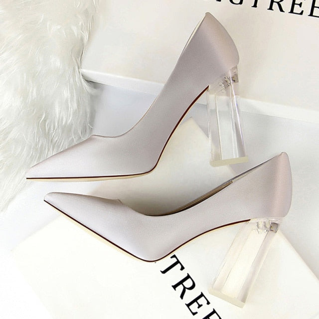 Silk Clear Heel Pumps