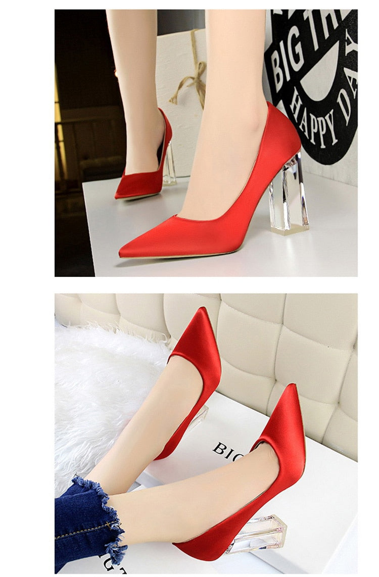 Silk Clear Heel Pumps