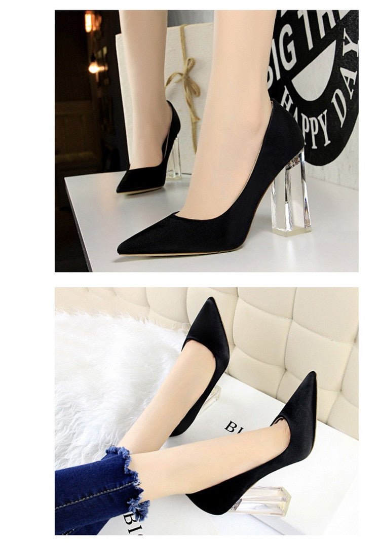 Silk Clear Heel Pumps