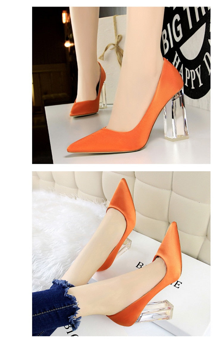 Silk Clear Heel Pumps