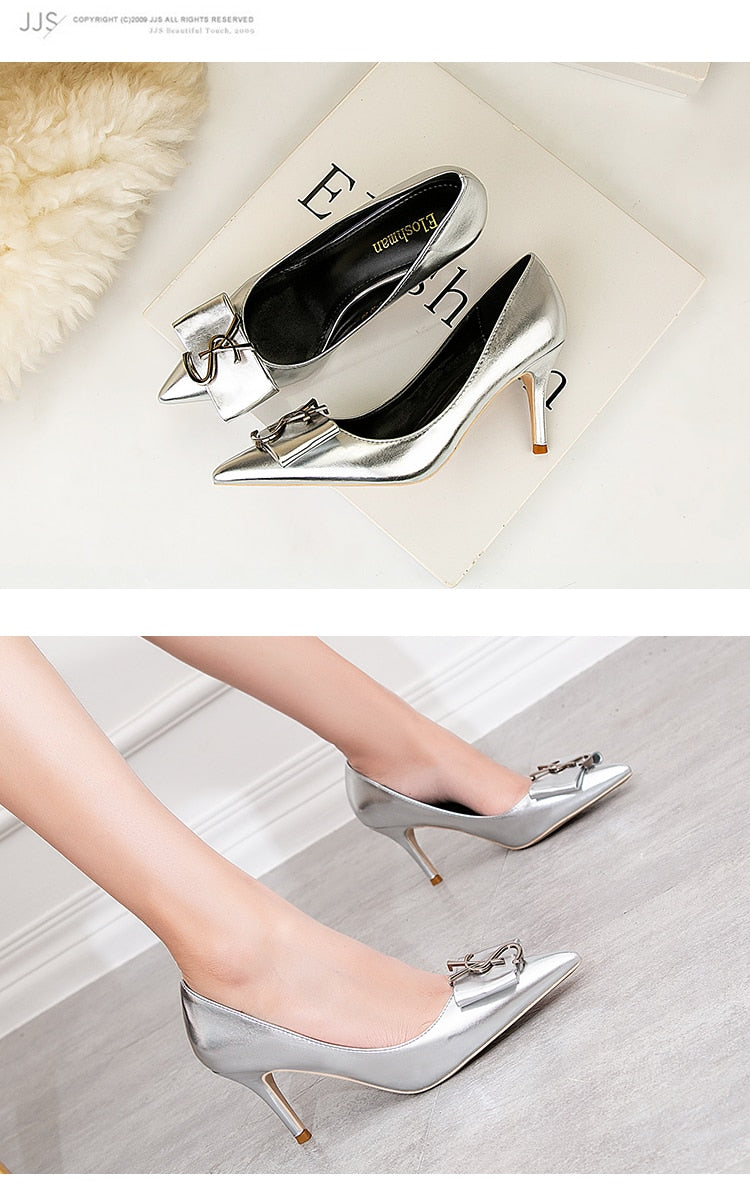 Elegant Metal Buckle Pump