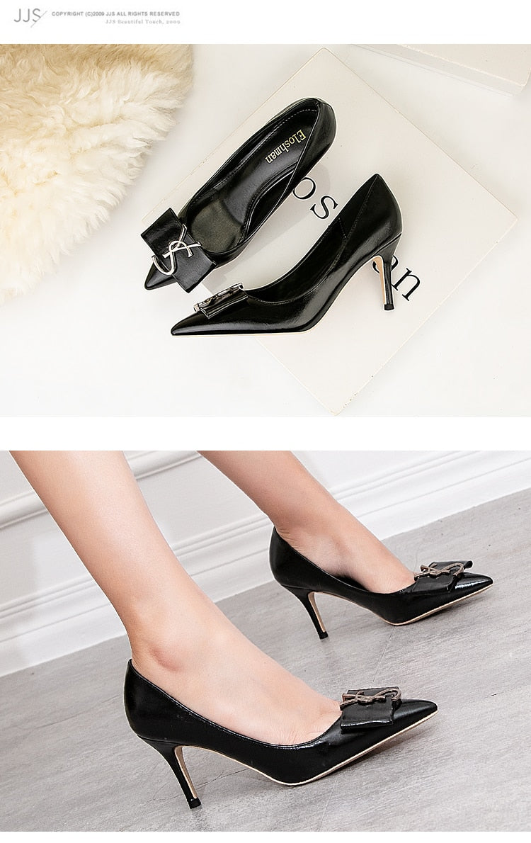 Elegant Metal Buckle Pump