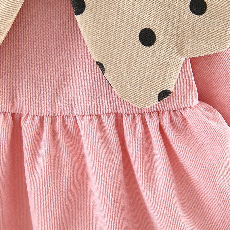 Long Sleeve Polka Dot Collar Dress