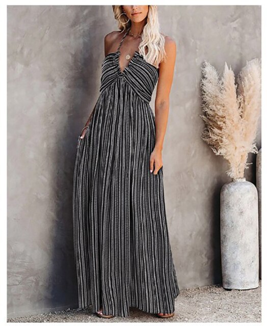 Bohemian Vintage Backless Maxi Dress