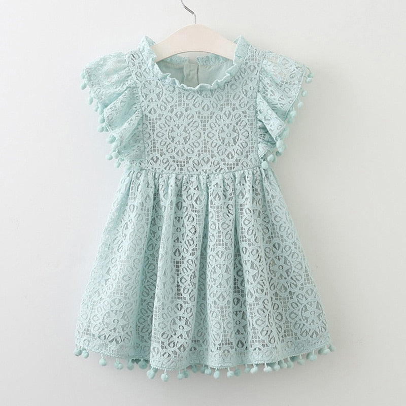 Elegant Lace Ruffled Sleeve Dress