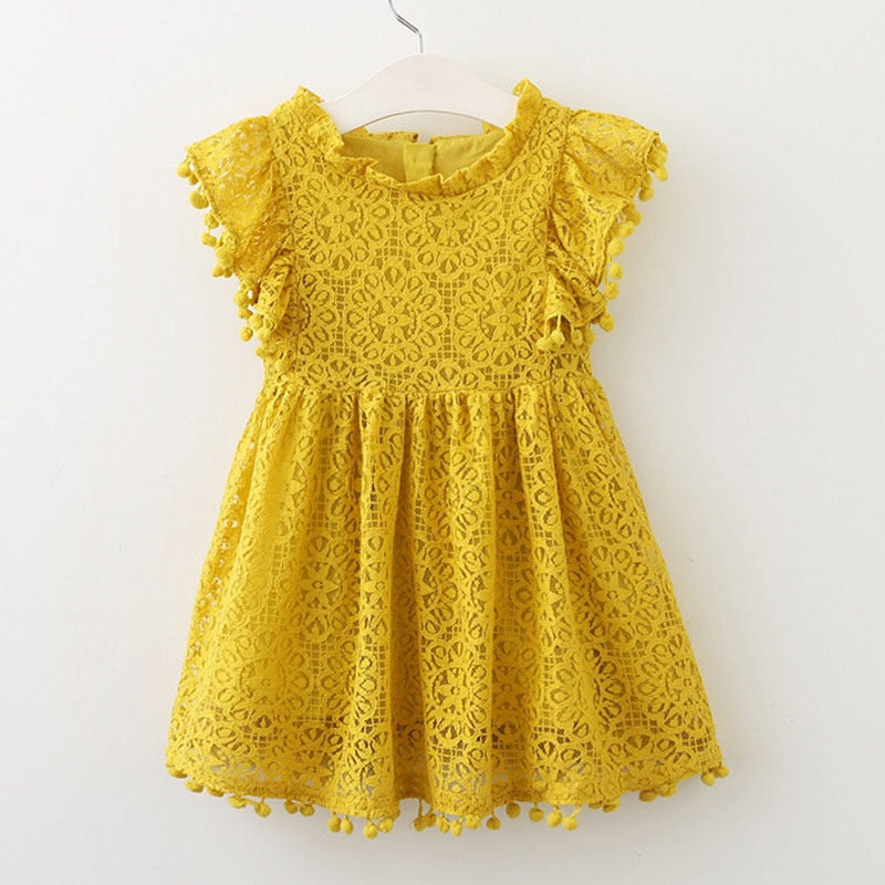 Elegant Lace Ruffled Sleeve Dress