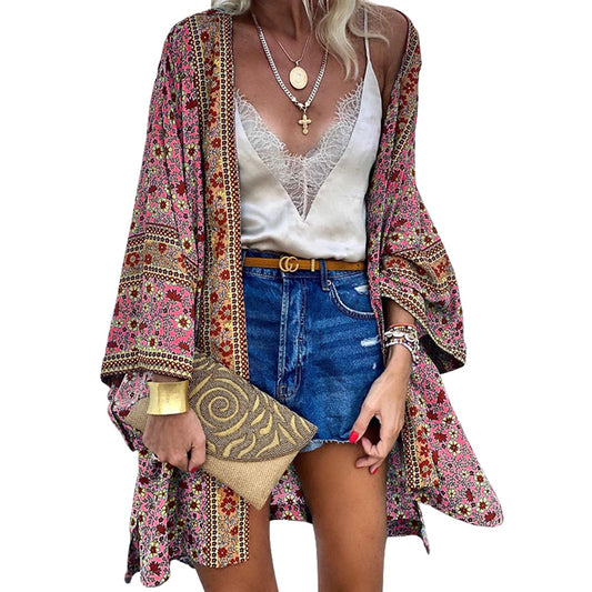 Boho Floral Kimono Cover Up