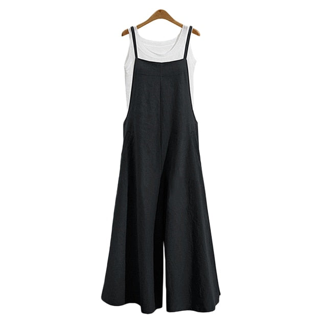 Strap Loose Linen Jumpsuit