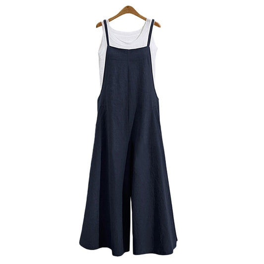 Strap Loose Linen Jumpsuit