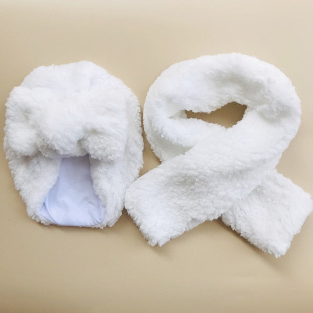 2 Pcs Hat Scarf Set Lamb Wool