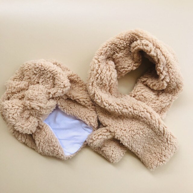 2 Pcs Hat Scarf Set Lamb Wool