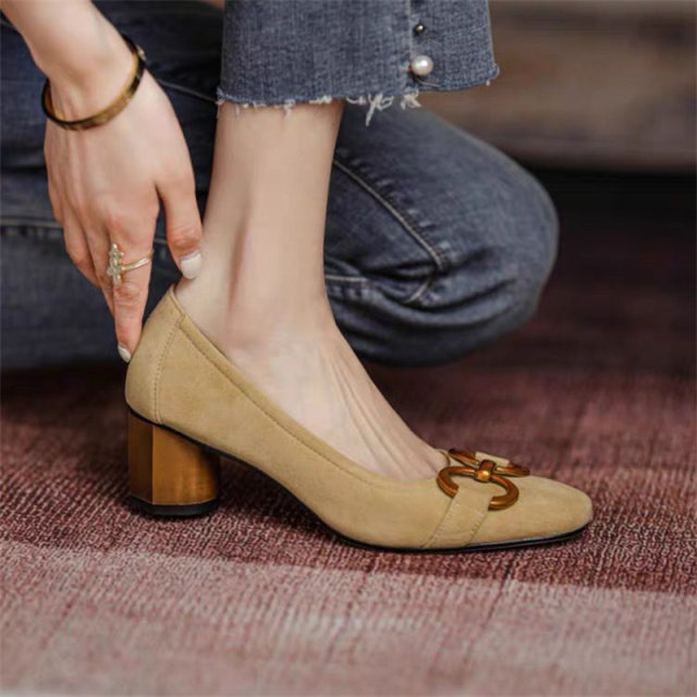 Square Medium Heel Pumps