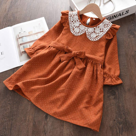 Elegant Long Sleeve Doll Collar Dress