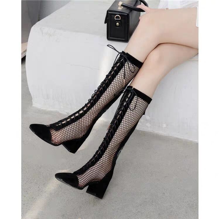 Mesh Laced High Boots