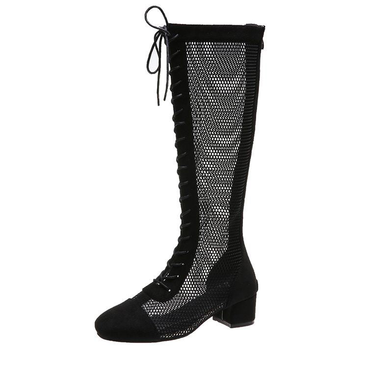 Mesh Laced High Boots