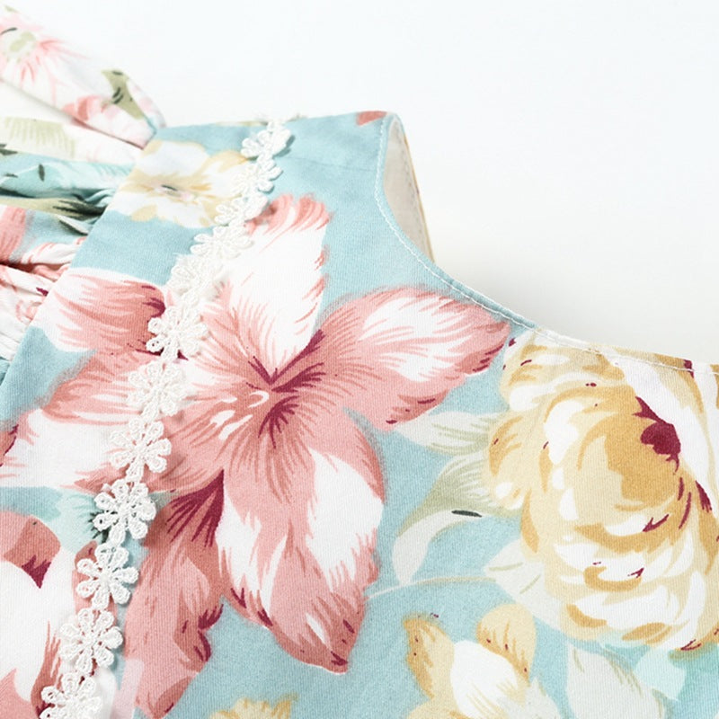 Flower Lace Flying Sleeve Dress