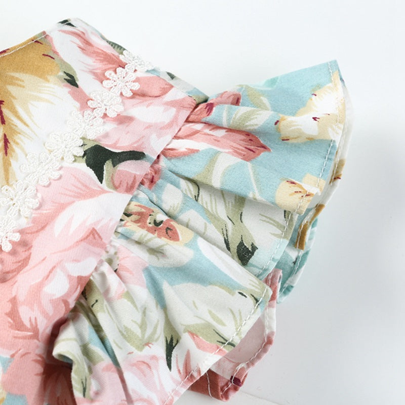 Flower Lace Flying Sleeve Dress