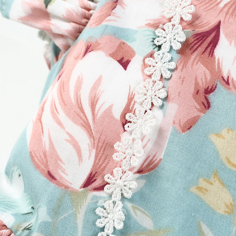 Flower Lace Flying Sleeve Dress