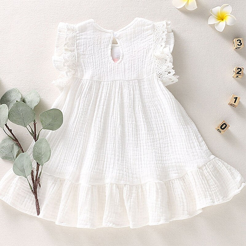 Sleeveless Embroidery Ruffled Dress