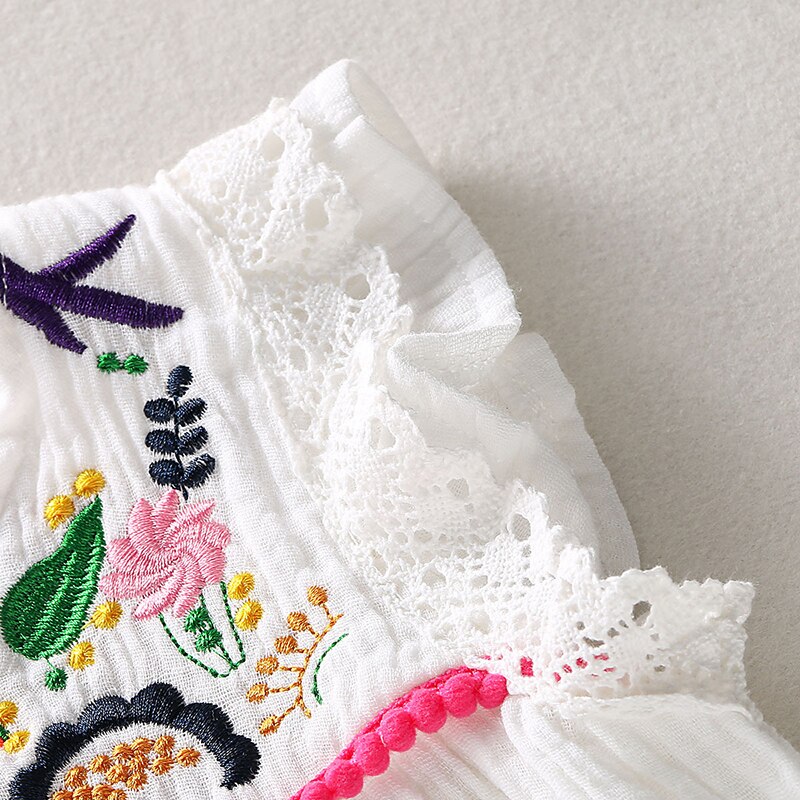 Sleeveless Embroidery Ruffled Dress