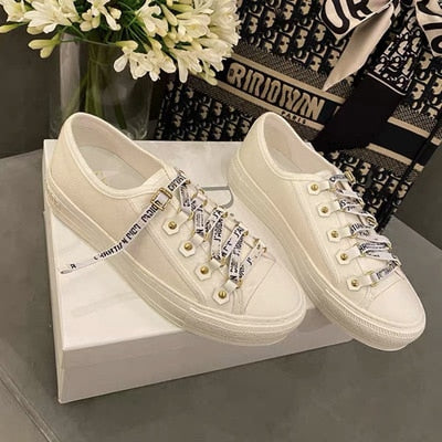 Embroidered Letters Canvas Sneakers