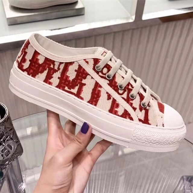 Embroidered Letters Canvas Sneakers