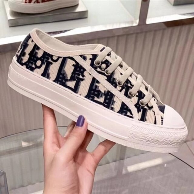 Embroidered Letters Canvas Sneakers